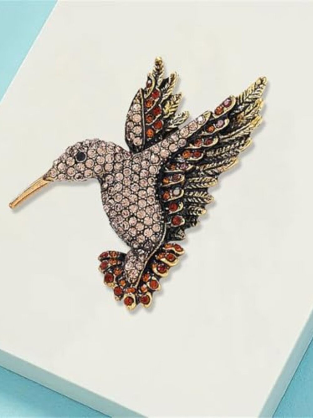 Vintage Hummingbird Brooch for Women Rhinestone Crystal Elegant Hummingbird